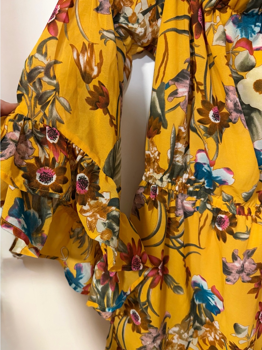 Blush Mustard Yellow Floral Mini Dress - Picture 3 of 7